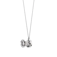 Classic Lockets Silver and Diamond Beaded Centre Pendant