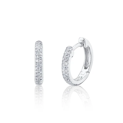 Kate White Gold and Diamont Pavé Mini Hoop Earring