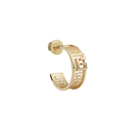 Labyrinth Frieze Yellow Gold Single Hoop Earring