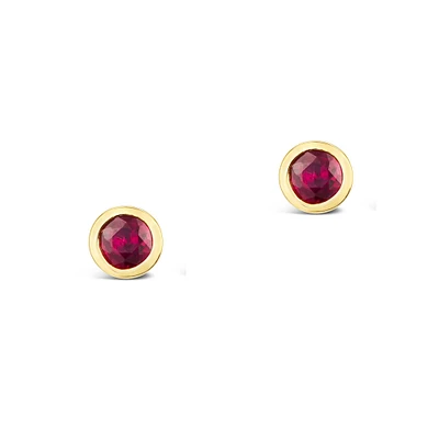 Yellow Gold Ruby Stud Earrings