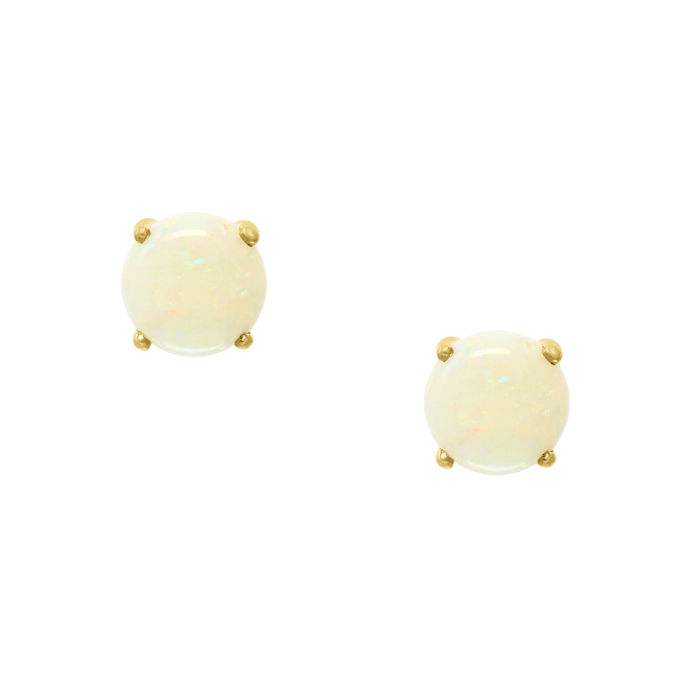 Yellow Gold Australian Opal Stud Earrings