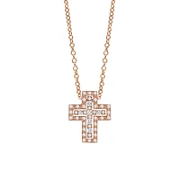 Belle Époque Rose Gold and Diamond Pavé Cross Pendant