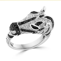 Diamond, Black Diamond and Sapphire Zebra Ring