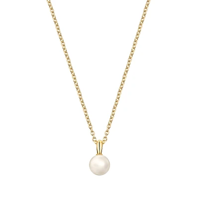 Yellow Gold and Freshwater Pearl Pendant for Kids