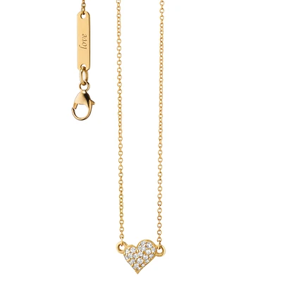 Critters & Things Yellow Gold and Diamond Mini Heart Charm Necklace