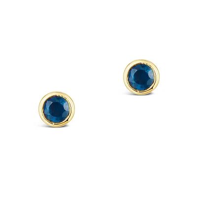 Yellow Gold Sapphire Stud Earrings