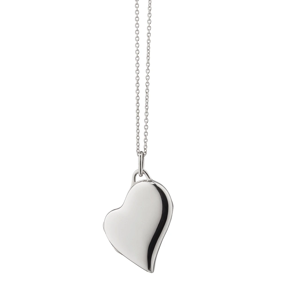 Slim Locket Silver Asymetrical Heart Pendant