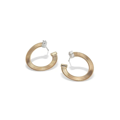 Masai Yellow Gold and Diamond Hoop Earrings