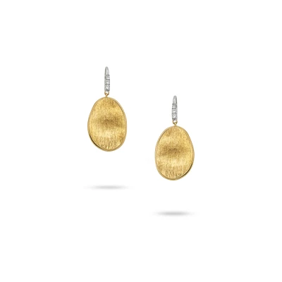 Lunaria Small Yellow Gold and Diamond Earrings