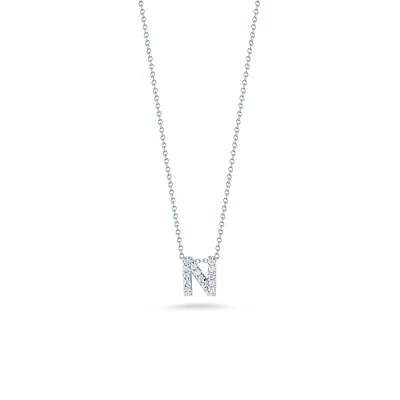 Tiny Treasures Love Letter N White Gold and Diamond Pendant