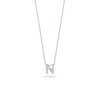 Tiny Treasures Love Letter N White Gold and Diamond Pendant