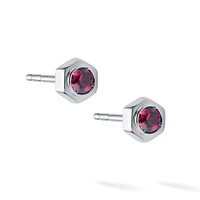 Rhodolite and Silver Stud Earrings