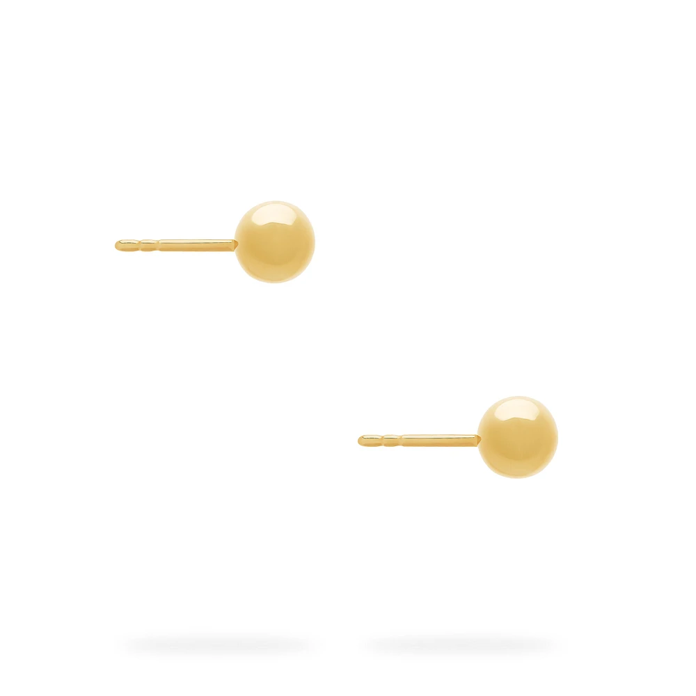 6 MM Yellow Gold Stud Earrings