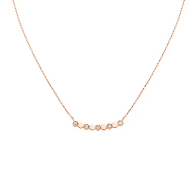 Bee My Love Rose Gold Diamond Half Pavé Necklace