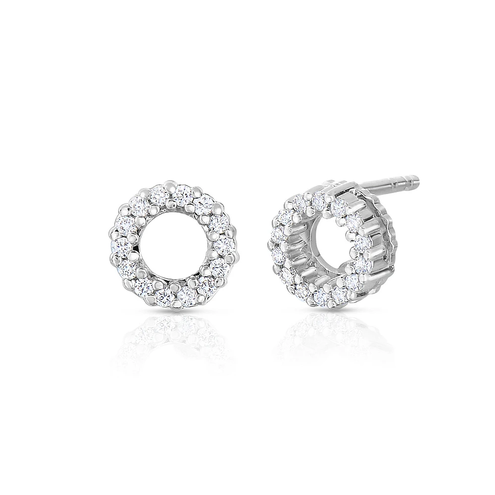 Tiny Treasures White Gold Diamond Circle Earrings