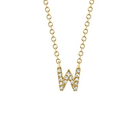 Initials Gold and Diamond Pavé Letter W Necklace