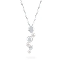 Drop Necklace in Sterling Silver with Pearls