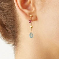 Paradise Yellow Gold and Semi-Precious Gemstone Drop Earrings