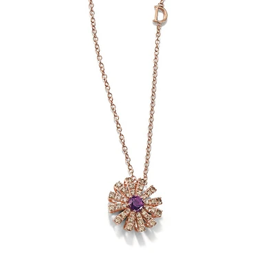 Margherita Rose Gold, Amethyst and Diamond Pavé Pendant