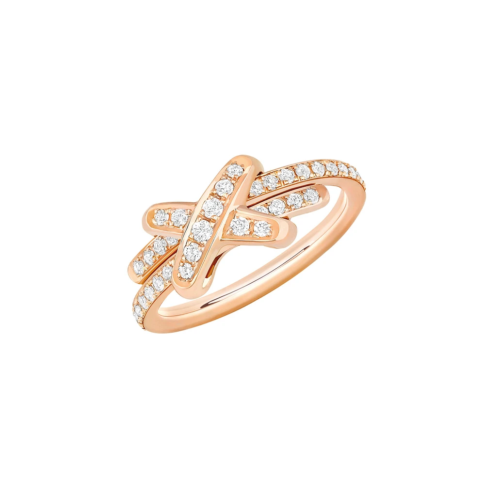 Jeux de Liens Rose Gold Diamond Pavé Ring