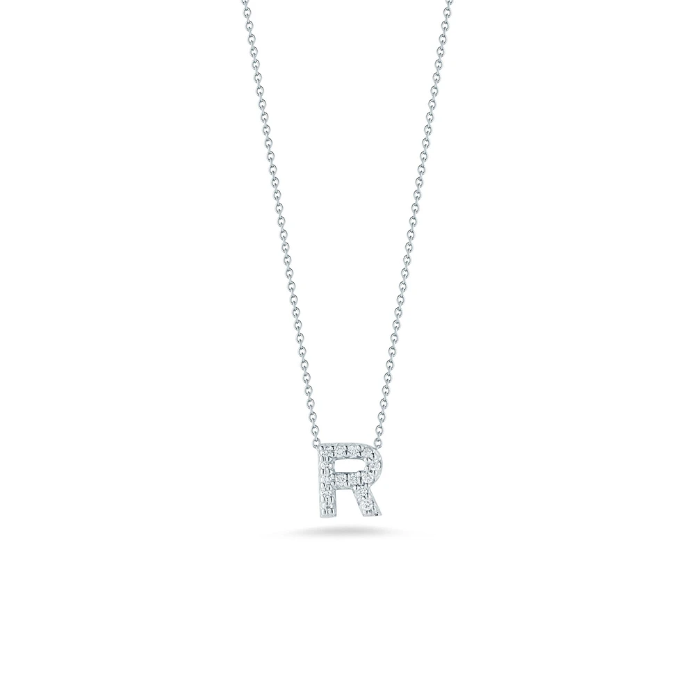 Tiny Treasures Love Letter R White Gold and Diamond Pendant