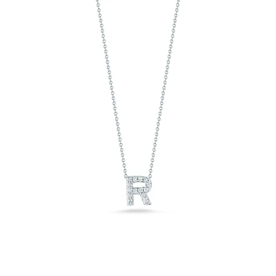 Tiny Treasures Love Letter R White Gold and Diamond Pendant