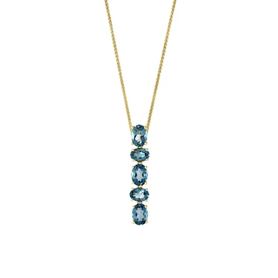 Yellow Gold London Blue Topaz Necklace