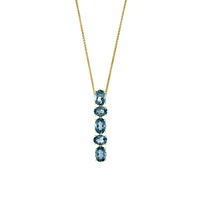 Yellow Gold London Blue Topaz Necklace