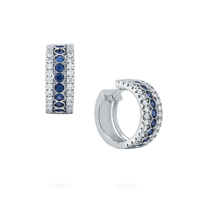 Sapphire and Diamond Huggie Earrings