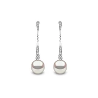 Trend White Gold Pearl and Diamond Earrings