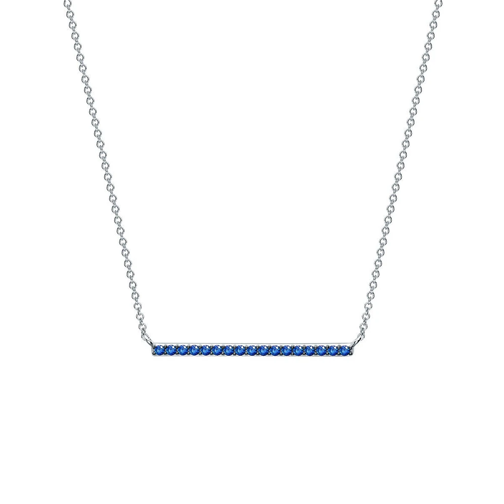 White Gold and Sapphire Horizontal Bar Pendant