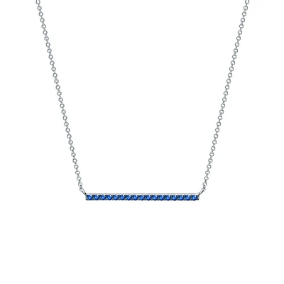 White Gold and Sapphire Horizontal Bar Pendant
