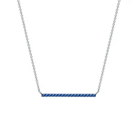 White Gold and Sapphire Horizontal Bar Pendant