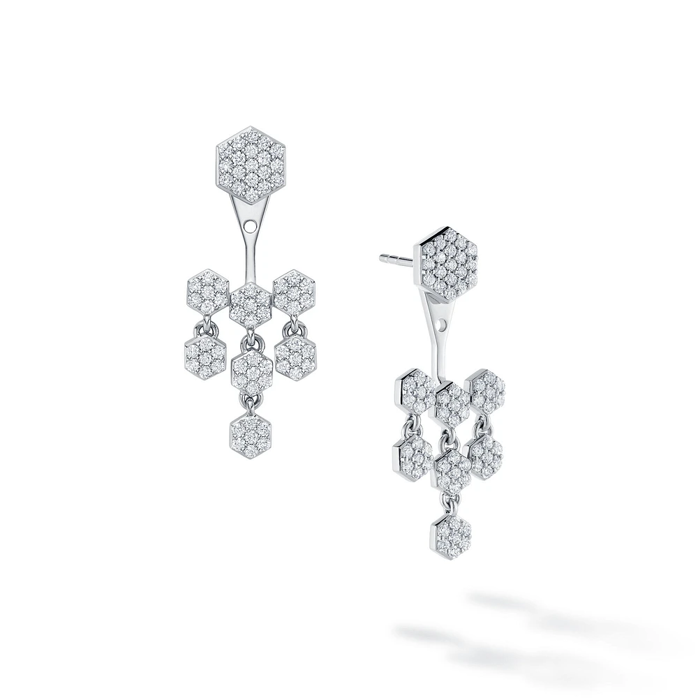 White Gold Large Diamond Jacket Earrings