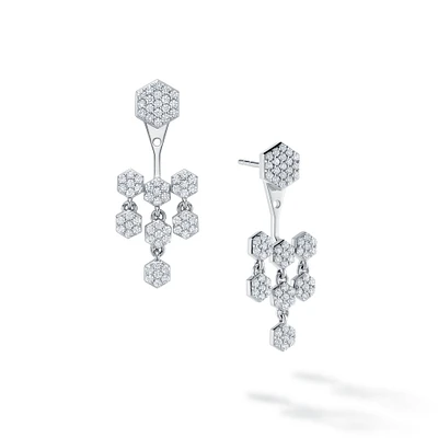 White Gold Large Diamond Jacket Earrings