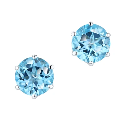 Silver Blue Topaz Stud Earrings