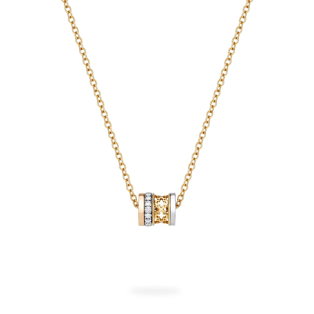 Small Diamond Pendant, Tri-Gold