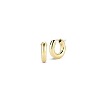 Basic Yellow Gold 15MM Round Hoop Earrings