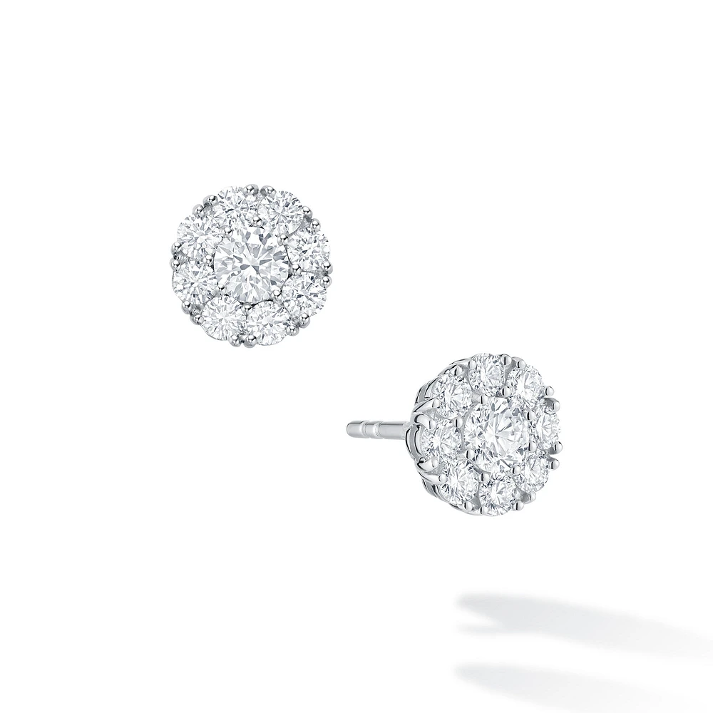 Diamond Cluster Stud Earrings, Large