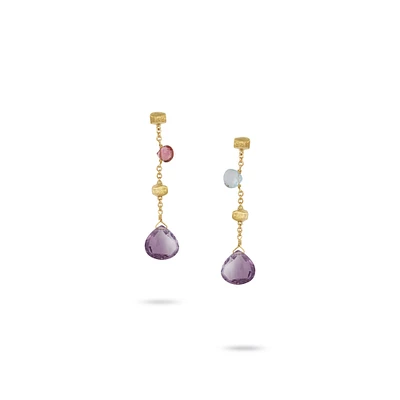 Paradise Yellow Gold and Semi-Precious Gemstone Drop Earrings