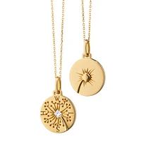 Modern Charm Necklaces Dandelion Intaglio Yellow Gold Pendant