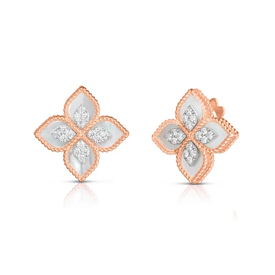 Venetian Princess Rose Gold Mother-of-Pearl and Diamond Earrings