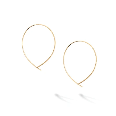 Yellow Gold Crossover Hoop Earrings