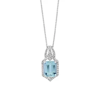 Aquamarine Pendant with Diamond Accents