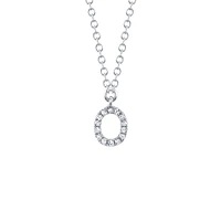 Initials White Gold and Diamond Pavé Letter O Necklace