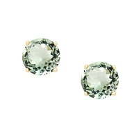 Yellow Gold Green Quartz Stud Earrings