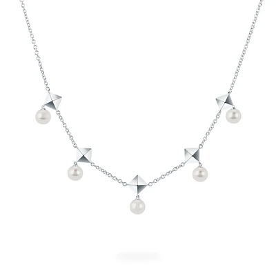 Freshwater Pearl and Stud Chain Necklace