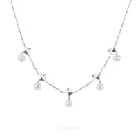 Freshwater Pearl and Stud Chain Necklace