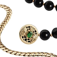 Emblem Yellow Gold Tsavorite and Onyx Necklace