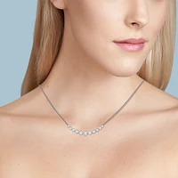 White Gold and Large Diamond Bar Necklace